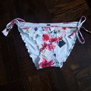 New Womens Turquoise Couture Bikini Village red/white floral bottoms. XL